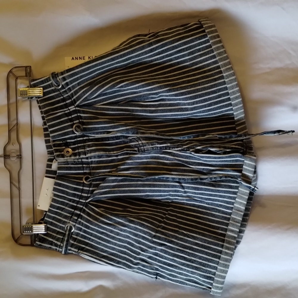 Anne Klein Blue and White Striped Shorts